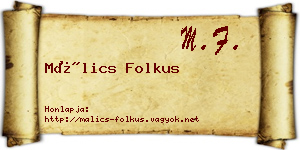 Málics Folkus névjegykártya